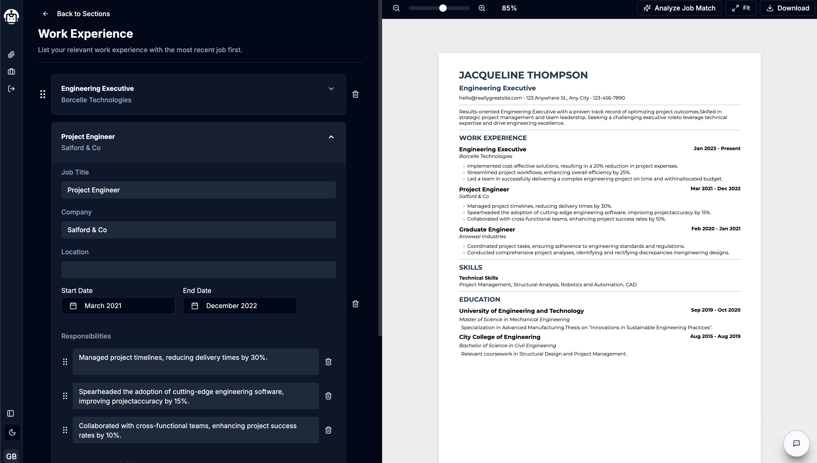 Screenshot of the app